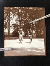 Antique 1890s -1900s Victorian Lady & Military Man Bicycle Ride Albumen Photo picture