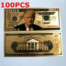100PCS 2024 President Donald Trump Colorized Dollar Bill Gold Foil Banknote picture