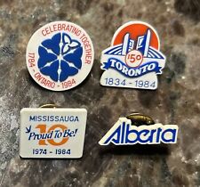 4 Vintage Canada Pins Celebrating Ontario, Toronto, Alberta And Mississauga picture