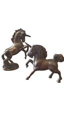 Vintage Mid Century Modern Mythical Fantasy Unicorn Brass Figurines Set of Two picture
