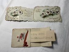 2 Vintage Post Cards Christmas Best Wishes Grannycore Folding Cards picture