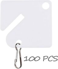 100 Pcs Plastic Key Tags 1.5 Inch Slotted Rack Hanging Metal Snap Hook Lockers picture