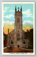 Dubuque IA-Iowa, St Raphael's Cathedral, Antique Vintage Souvenir Postcard picture