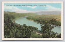 Postcard View From The Twin Cuts Roosevelt Highway Near Wyalusing PA 1930 picture
