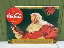 Vtg 1940 Coca Cola Santa Claus Advertising Stand-Up Litho Cardboard Sign 48