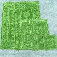 Vintage Fieldcrest MCM 6 Piece Towel Lot Vibrant Green Floral with Fringe picture