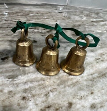 Vintage Etched Brass Bells Set Of 3 picture