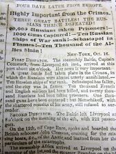 2 1854 Crimean War newspapers HEADLINE REPORTS of The SIEGE OF SEVOSTOPOL Russia picture