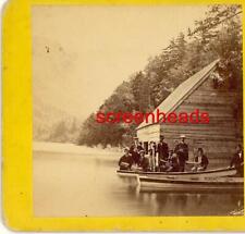 C1860s-70s STEREOVIEW PHOTO BRASS BAND Echo Lake Franconia Notch NEW HAMPSHIRE picture