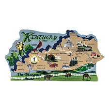 Cat's Meow Kentucky State Map Bluegrass Horses Derby Mammoth Cave Shelf Sitter picture