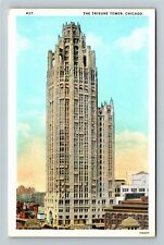 Chicago IL-Illinois, Tribune Tower, Skyscraper, Panoramic View Vintage Postcard picture