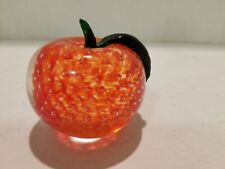 Lenox Paper Weight Red Apple Shaped With Green Leaf Controlled Bubbles Still In picture