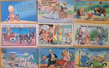 Lot of 9  HUMOR  COMIC        Old Linen Postcards picture