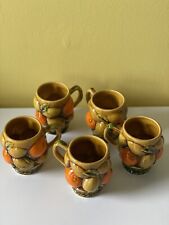 Vintage Inarco Japan E-3351 Fruit 3D Orange & Lemon Basket Ceramic Coffee Cups. picture