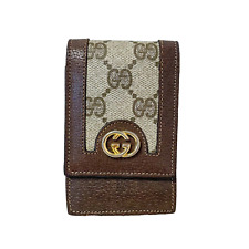 Vintage Gucci Cigarette Case GG Supreme Wallet Case Pouch Brown PVC Authentic picture