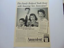 1949 AMM-I-DENT AMMONIATED TOOTH POWDER Happy Family Teeth vintage art  print ad picture