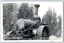 Farming Postcard RPPC Photo The Old Steam Tractor Scene Field c1940's Vintage picture
