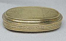 Antique 18th Century Dutch Brass nicely engraved Snuff Tobacco oval shape picture