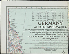 ⫸ 1944-7 July Original Map GERMANY, IT'S APPROACHES National Geographic - (570) picture