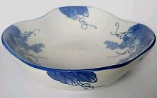 Vintage Asain Hand Painted Blue And White Ceramic Serving Bowl/ Grape Design picture