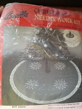 Rare Vintage Bucilla Jeweled Christmas Round Tree Skirt Needlework Kit Snowflake picture