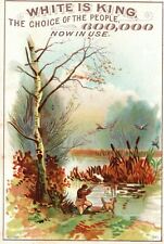 1880s-90s Bird Hunter with Dog White is King Sewing Machines Trade Card picture