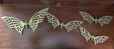 Vintage Brass Butterfly Wall Hanging mid century modern Boho set of 4 Korea picture