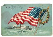 Rapheal Tuck Postcard Embossed  Wherever it floats  Flag Wreath Unposted Germany picture