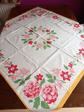 Vintage Retro Square ish Floral Tablecloth 44x41 Inch picture