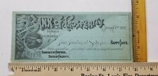 Vtg 1891 NEW YEARS GREETING Bank of Prosperity Novelty Check BLUE PAPER B3 picture