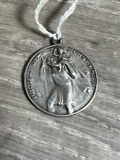 VINTAGE ST CHRISTOPHER PROTECT US MEDAL STERLING SILVER 925 PENDANT Religious 43 picture