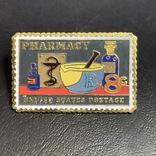Vintage Gold Tone Pharmacy United States Postage Lapel Pin  picture