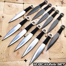 12PC Black Silver Ninja Throwing Fixed Blade Knife Kunai Ninjutsu Knives picture