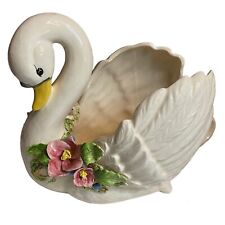 Laraine Eggleston Decorative Ceramic Swan Flowers Garden Vintage Signed picture