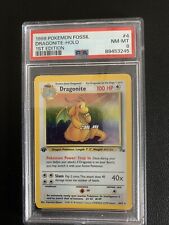 1999 Pokemon Fossil Dragonite 1st Edition Holo Rare 4/62 PSA 8 NEAR MINT picture