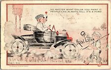 1915 Vintage Postcard Ford Car Truck Lovers - Fast Car - Fishing Kid picture