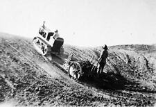 Wentworth District, NSW, 1935 Men using a tractor to excavate a dam Old Photo picture