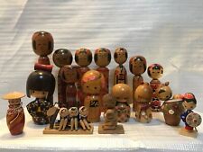Japanese Antiques Wooden Kokeshi Dolls Lot Of 17 picture