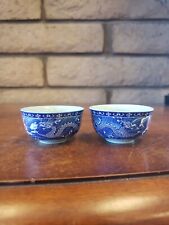  Asian Blue Dragon Ceramic  Teacup Set Of 2 Cup   picture