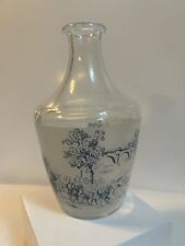 French France Provincial Blue White Decanter Glass Frosted picture