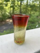 Vintage Blenko Tangerine Ombre Crackle Glass Vase picture