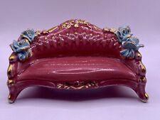 Vintage Porcelain Ceramic Mini Wedding Seat Sofa Pink Roses - See Description picture