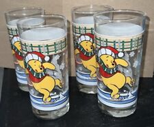 Vintage Disney Winnie The Pooh Hundred Acre Glide Collector Glass Set Of 4 picture