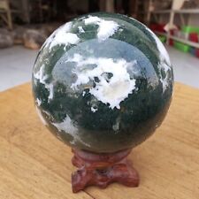 515g Natural Aquatic Plant Agate Geode Ball Quartz crystal Aura Healing picture