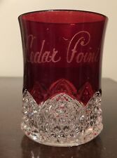 Vintage Cedar Point Souvenir Etched Ruby Red Glass Cup 3.5