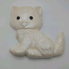 2~Vintage 1992 Miller Studios CHALKWARE Kitten Cats Pearl White Wall Plaques picture