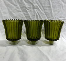 Set Of 3 Vintage GREEN Textured Glass Votive Candle Holders For Sconces picture