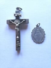 Vtg Lot Antique Skull And Crossbones Crucifix 2 1/4 In Mary Miraculous Medal  picture
