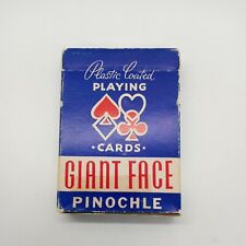 Vintage Arrco Pinochle Giant Face Linen Plastic Coated Playing Cards clean deck picture