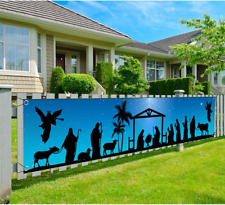 Manger Scene Religious Christmas Yard Signs-Holy Nativity Christmas Banner Large picture